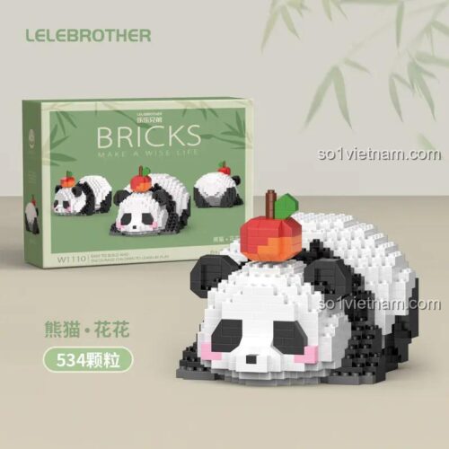 Hộp đồ chơi mô hình LELE BROTHER W1110 Gấu Trúc Hoa Hoa đội táo, bộ xếp hình 534 chi tiết cho trẻ 6 tuổi, giá rẻ.