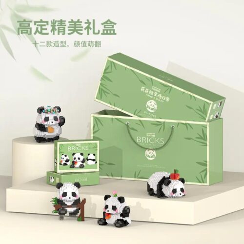 Hộp quà bộ đồ chơi lắp ghép Gấu Trúc Hoa Hoa LELE BROTHER W1113 12 mẫu đáng yêu, phù hợp cho bé 6 tuổi, giá tốt