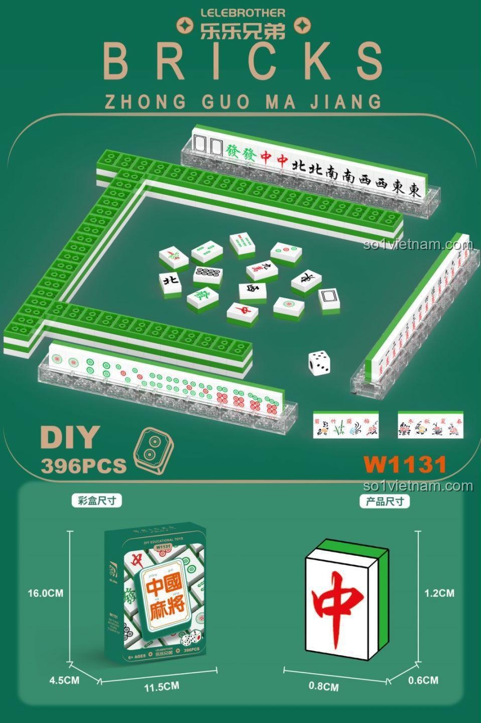 bộ đồ chơi Mạt chược Trung Quốc LELE BROTHER W1131, đồ chơi xếp hình Mạt chược Trung Quốc cho con gái 6 tuổi, board game Mạt chược Trung Quốc giá tốt