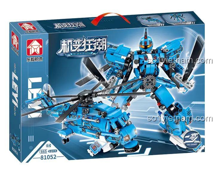 Hộp sản phẩm bộ đồ chơi lắp ráp Trực thăng Chiến giáp Biến hình LEPIN 81052 cho bé trai 6 tuổi, Robot chiến đấu, Máy bay trực thăng, Mô hình robot, Mô hình chiến giáp, Mô hình máy bay trực thăng, Mô hình robot quân sự, Đồ chơi giáo dục STEM, Giá tốt