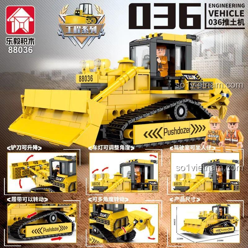 Chi tiết lắp ráp bộ đồ chơi xe lu lớn LEPIN 88036, chi tiết lắp ráp xe lu lớn LEPIN 88036, chi tiết lắp ráp đồ chơi mô hình xe lu lớn LEPIN 88036, 452 mảnh, độ tuổi 6+, cho bé trai