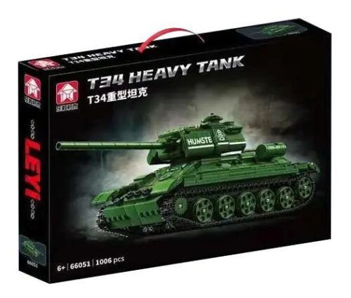 Hộp sản phẩm bộ đồ chơi xe tăng hạng nặng T34 LEQI 66051