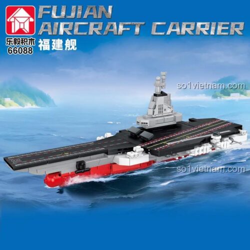 Bộ lắp ráp Tàu Sân Bay Phúc Kiến LEQI 66088, mô hình tàu sân bay quân sự, 456 mảnh ghép, dành cho bé trai 6 tuổi, màu sắc chủ đạo đen, trắng, đỏ, xám