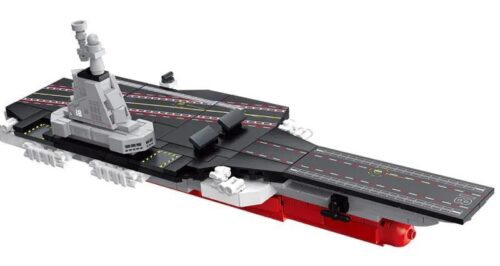 Mô hình Tàu Sân Bay Phúc Kiến LEQI 66088 chi tiết cao, màu đen, trắng, đỏ, xám, dành cho bé trai 6 tuổi, 456 mảnh ghép, kích thước mô hình 30x10.5x10.5 cm, kích thước hộp 39.5x26x7.5 cm