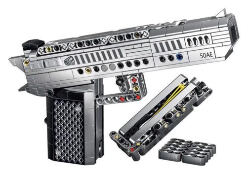 Mô hình súng lục Desert Eagle LEQI 88063 bắn đạn nhựa, chi tiết cao, màu xám bạc, cho bé trai 6 tuổi