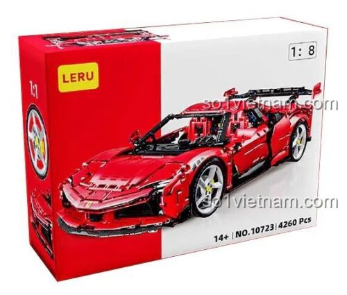 Hộp sản phẩm bộ lắp ghép LERU 10723 Siêu xe Ferrari SF90 tỉ lệ 1:8, đồ chơi kỹ thuật 4260 mảnh, giá tốt