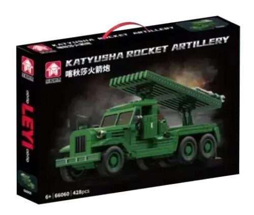 Bộ đồ chơi Pháo Tên Lửa Katyusha LEVI 66060 428 mảnh ghép, xe quân sự màu xanh lá, phù hợp cho bé trai 6 tuổi