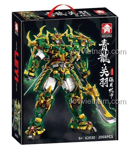 Mặt trước hộp sản phẩm bộ xếp hình Thanh Long Quan Vũ Yển Nguyệt Cơ Giáp 62030 2068 mảnh, đồ chơi lắp ráp cho bé trai 6 tuổi, cơ giáp uy lực, chất lượng cao, giá tốt