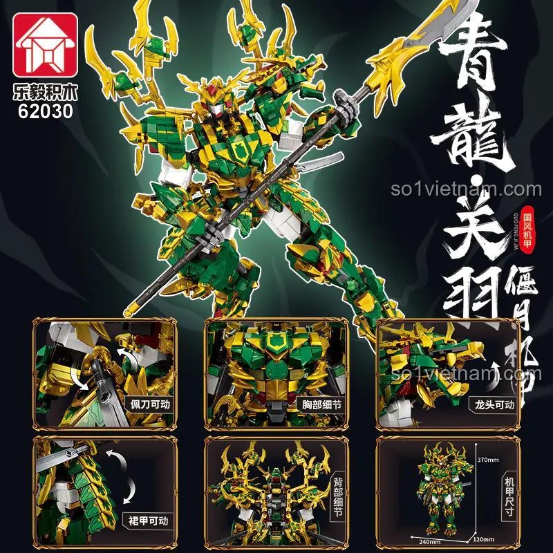 Vũ khí của bộ đồ chơi Thanh Long Quan Vũ Yển Nguyệt Cơ Giáp 62030 2068 mảnh, đồ chơi xây dựng cho bé trai 6 tuổi, cơ giáp uy lực, chất lượng cao, giá tốt