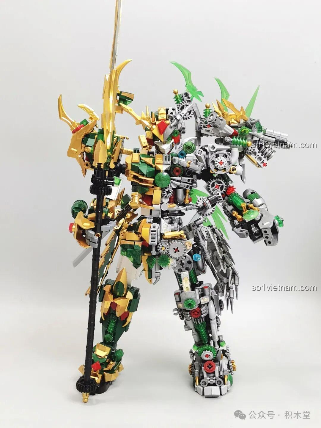 Mô hình Robot Thanh Long Quan Vũ Bán Cơ Khí Giáp 乐毅积木 62036 đứng cùng minifigure