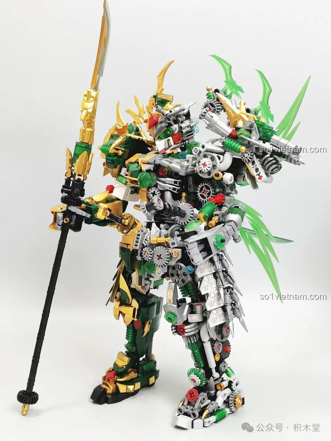 Mô hình Robot Thanh Long Quan Vũ Bán Cơ Khí Giáp 乐毅积木 62036 cầm vũ khí