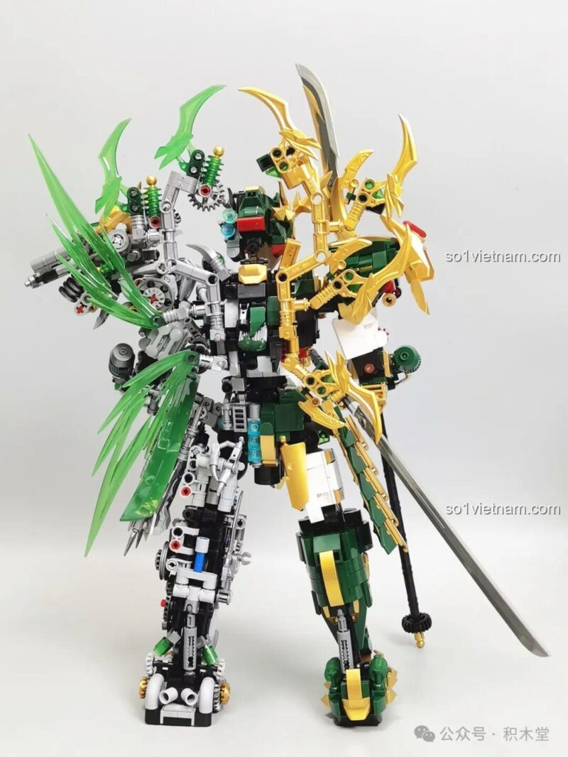 Mô hình Robot Thanh Long Quan Vũ Bán Cơ Khí Giáp 乐毅积木 62036 cầm song đao