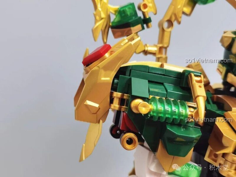 Mô hình Robot Thanh Long Quan Vũ Bán Cơ Khí Giáp 乐毅积木 62036 cầm thanh thanh kiếm vàng lá