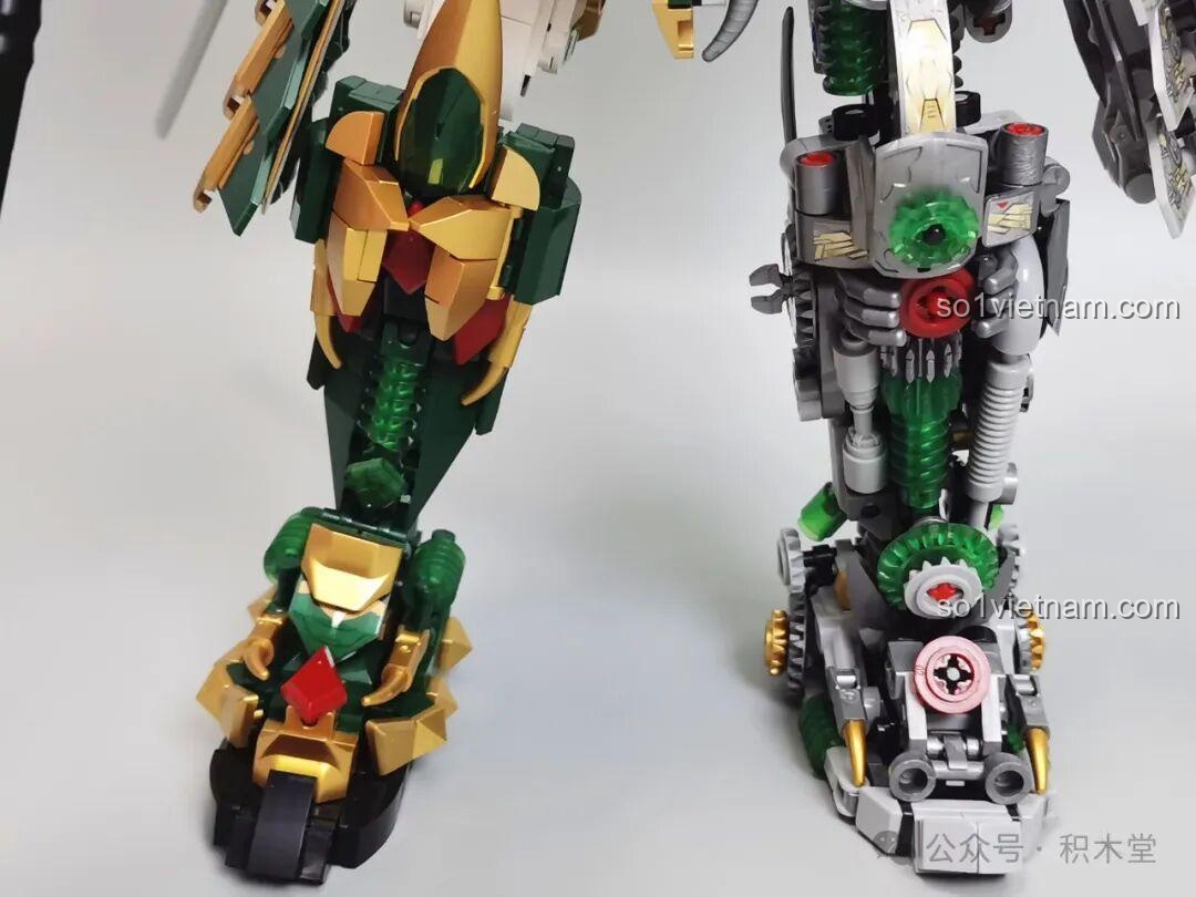 Mô hình Robot Thanh Long Quan Vũ Bán Cơ Khí Giáp 乐毅积木 62036 cầm thanh thanh kiếm xanh