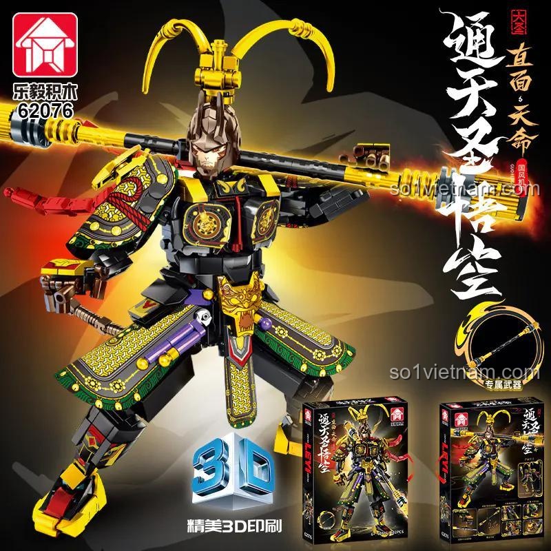 Mô hình Tôn Ngộ Không Cơ Giáp LEYI 62076 lắp ráp với vũ khí