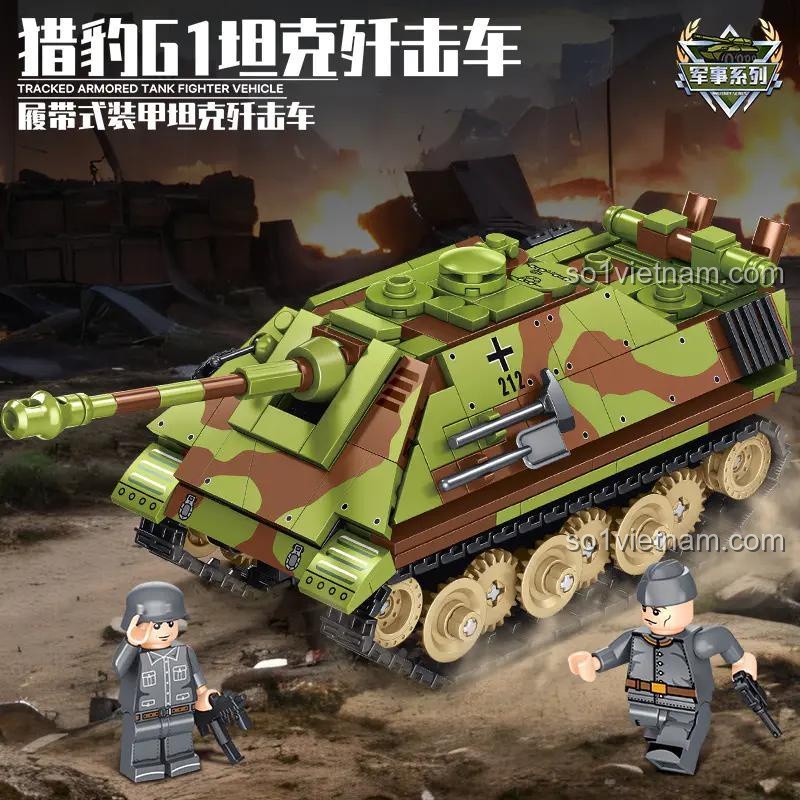 đồ chơi xây dựng 66036 Xe diệt tăng Jagdpanther G1, mô hình chiến thuật đỉnh cao cho bé trai 6 tuổi, giá trị cao