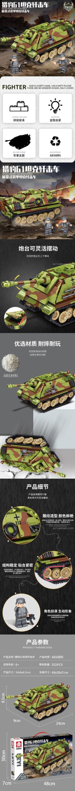 Leyi Xe diệt tăng Jagdpanther G1, thông số kỹ thuật đồ chơi mô hình, tháp pháo xoay, bánh xích linh hoạt, chất lượng cao
