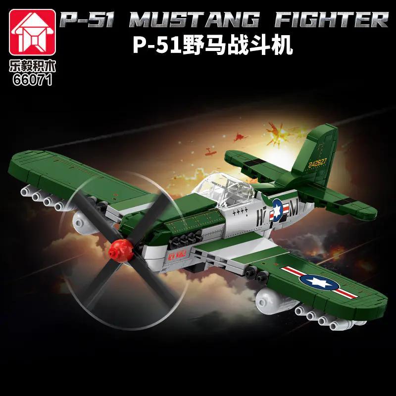 Leyi 66071 Máy bay chiến đấu P-51 Mustang, bộ lắp ghép P-51 Mustang huyền thoại, đồ chơi mô hình Máy bay tiêm kích Mustang, giá rẻ cho con trai 6 tuổi