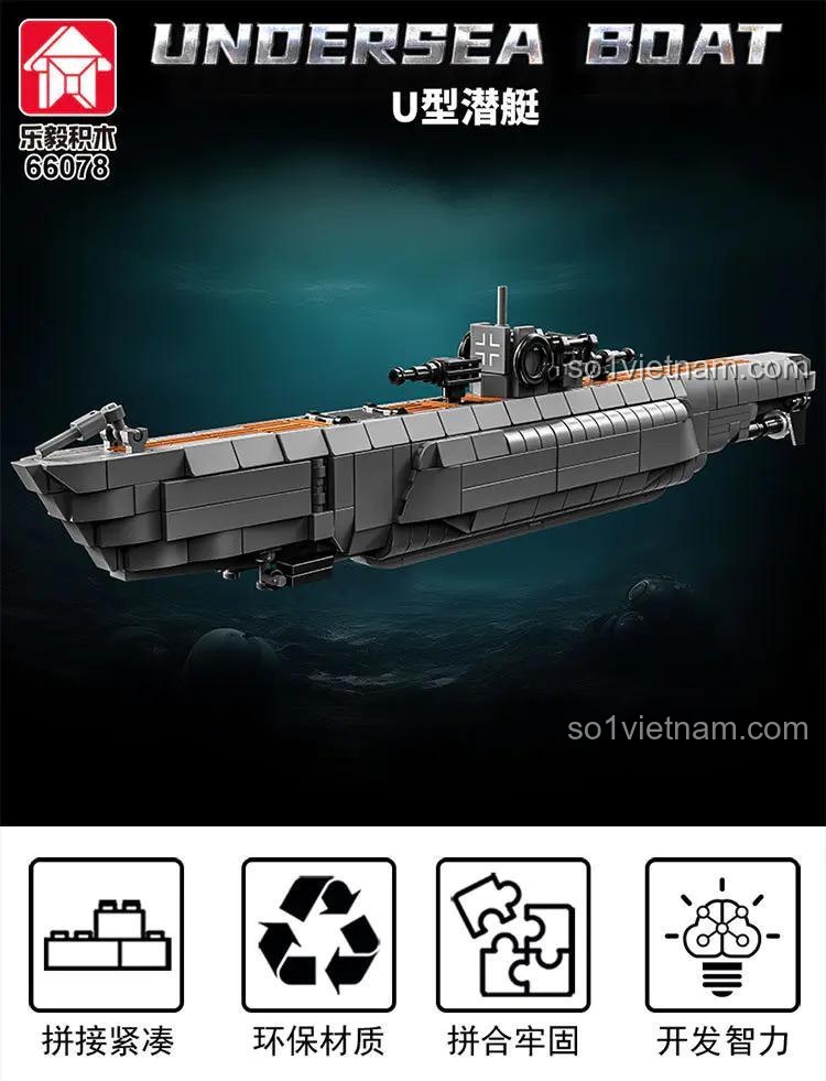 Bộ sản phẩm LEYI 66078 bao gồm 2 minifigures lính Đức và vũ khí. Kích thước mô hình là 39cm x 11cm.