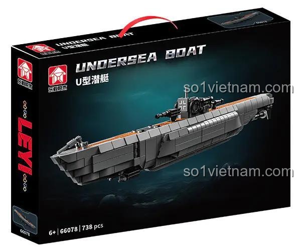 Mô hình đồ chơi lắp ráp LEYI 66078 Tàu ngầm U-boat Đức trong Thế chiến II, 738 mảnh, dành cho bé trai 6 tuổi yêu thích quân sự.
