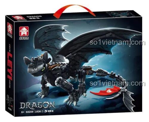 Hộp đồ chơi mô hình Rồng Toothless LeYi 68259, bộ lắp ghép Rồng Đêm Không Răng chất lượng cao, quà tặng sinh nhật cho con trai 6 tuổi