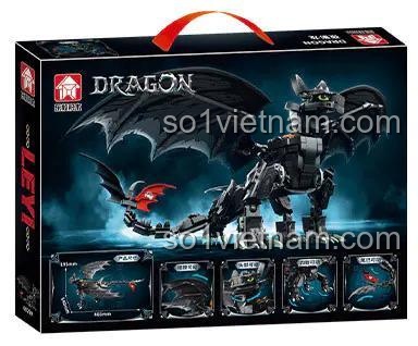 Hộp đồ chơi lắp ráp Rồng Night Fury 8259, mô hình rồng đen 1026 mảnh, phát triển tư duy cho bé trai 6 tuổi