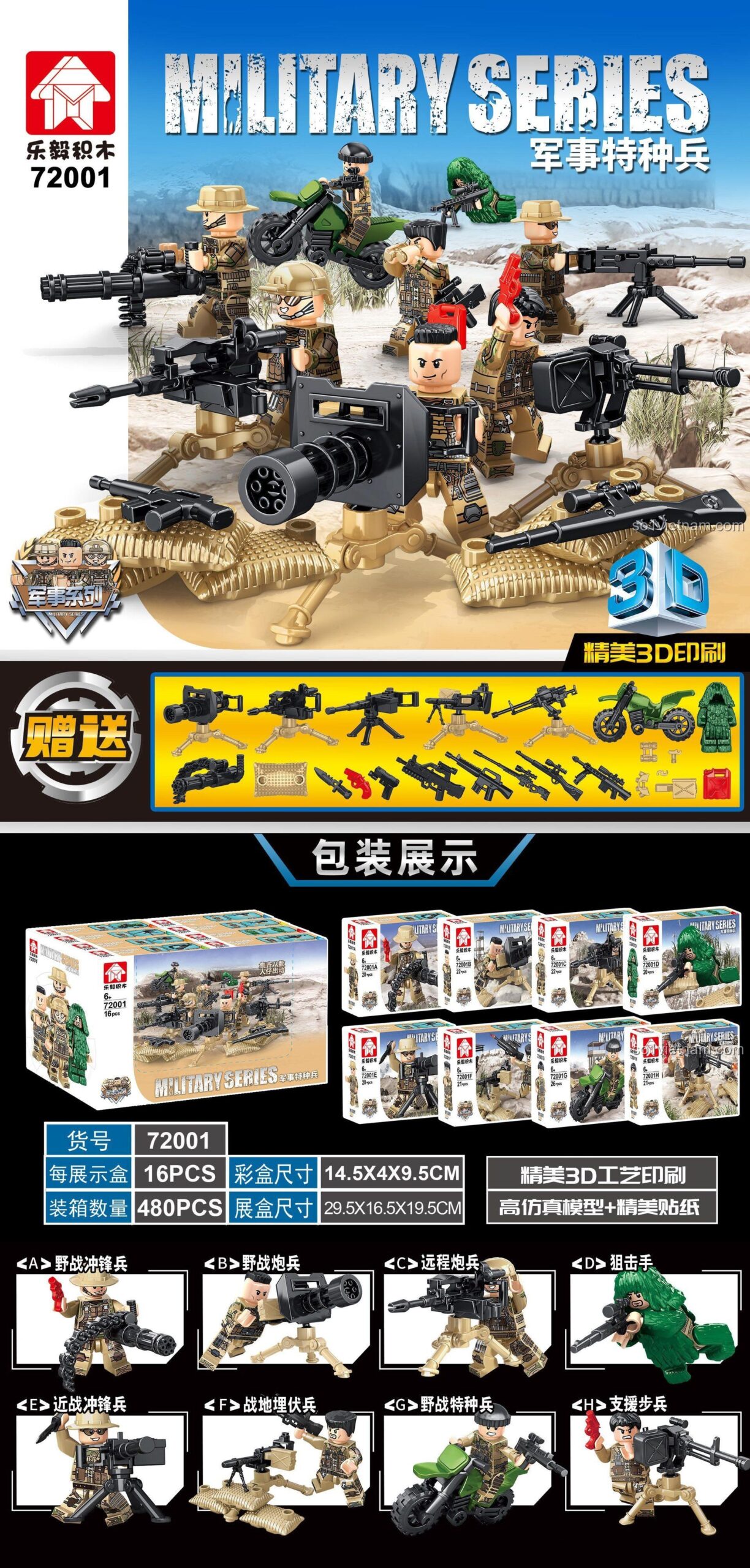 Set đồ chơi Biệt Đội Lính Đặc Nhiệm 72001, mô hình lính đặc nhiệm LeYi chất lượng cao, tương thích LEGO®, món quà yêu thích cho con trai.