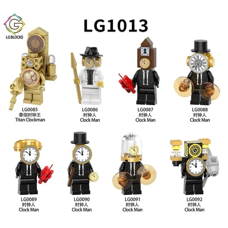 Bộ lắp ghép Skibidi Toilet LGBLOCKS LG1013, 8 nhân vật độc đáo, đồ chơi xếp hình cho bé trai 6 tuổi, thế giới đồng hồ