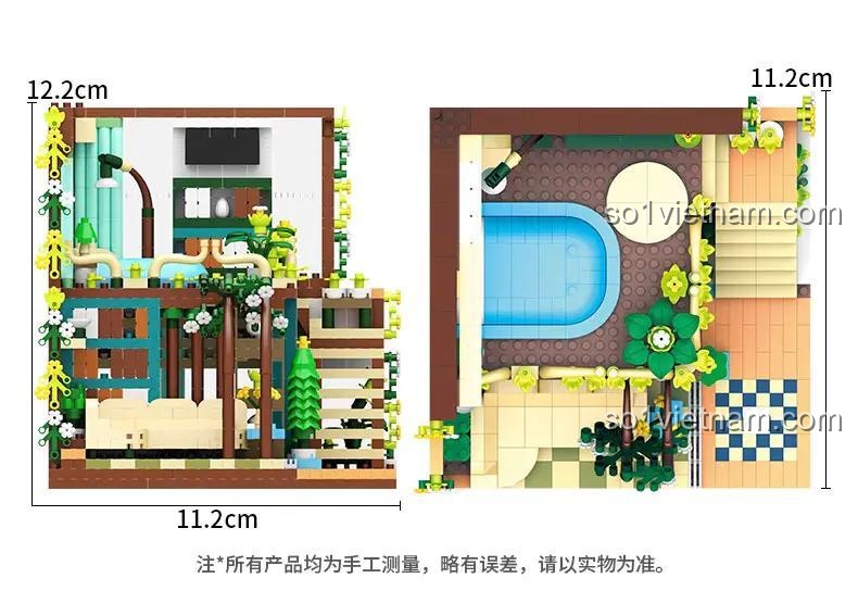 Mô hình LHCX 202 Thư Quán Tĩnh Lặng, kích thước 11.2x12.2x11.2cm, bộ lắp ghép mini block, 8+ tuổi, thiết kế tinh xảo, không gian thư giãn