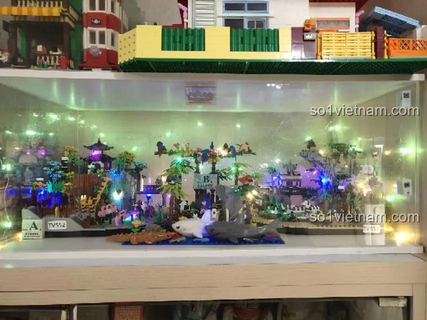 bộ xếp hình Vườn thú sinh thái Lianhe Chuangxiang 822, mô hình vườn thú 5000 mảnh ghép, có đèn LED, phù hợp thanh niên 14 tuổi, giá hời