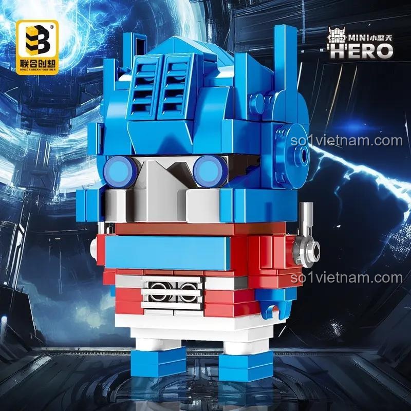 Mô hình Optimus Prime dạng BrickHeadz Lianhe Chuangxiang JKC7637 đã lắp ráp hoàn chỉnh, đáng tiền cho bé trai