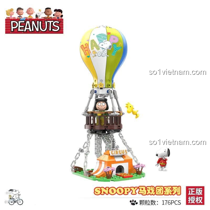 Bộ đồ chơi Snoopy Khinh Khí Cầu Rạp Xiếc LiNooS LN8044 176 mảnh, có minifigure Snoopy và Charlie Brown, chất lượng cao, giá tốt, sáng tạo