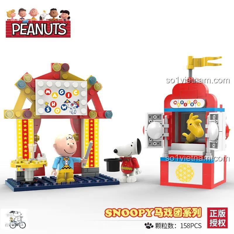 Toàn cảnh bộ lắp ghép Snoopy Biểu Diễn Xiếc LiNooS LN8045, 158 mảnh, nhân vật Snoopy và Charlie Brown