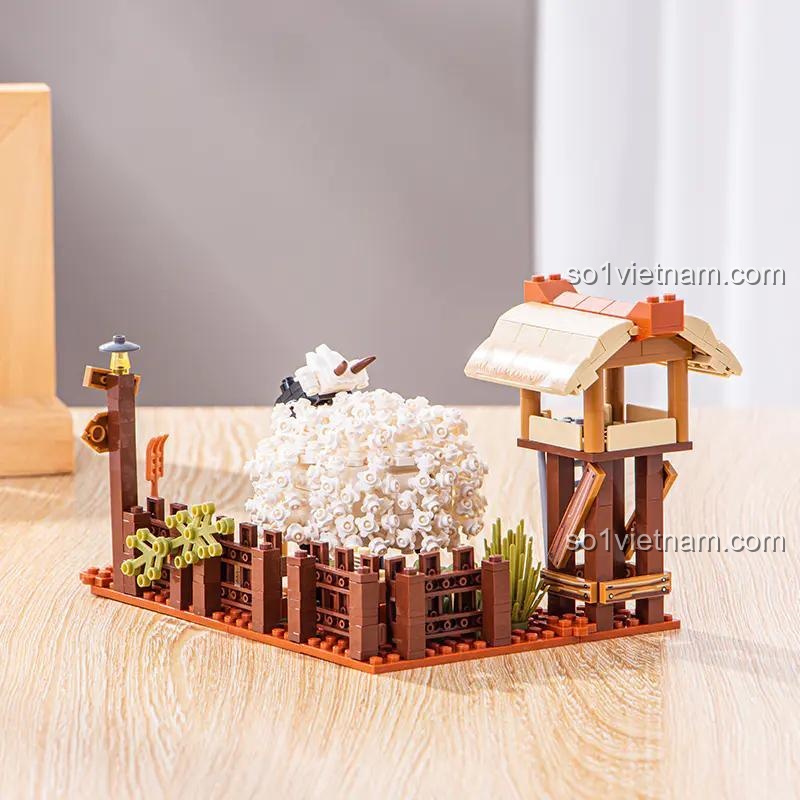 bộ lắp ghép Cừu trong chuồng LOZ1254, đồ chơi sáng tạo cho trẻ 6 tuổi, giá tiết kiệm