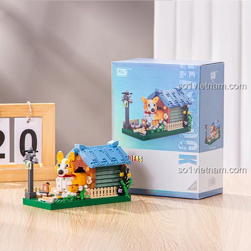 Đồ chơi lắp ghép LOZ 1256 Mô hình Corgi và hộp, chất lượng cao, giá tiết kiệm, phù hợp bé gái 6 tuổi