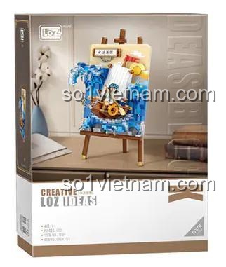 Hộp đồ chơi mô hình LOZ 1280 Tranh 3D Sóng Lừng Kanagawa, quà tặng sáng tạo cho con trai và con gái.