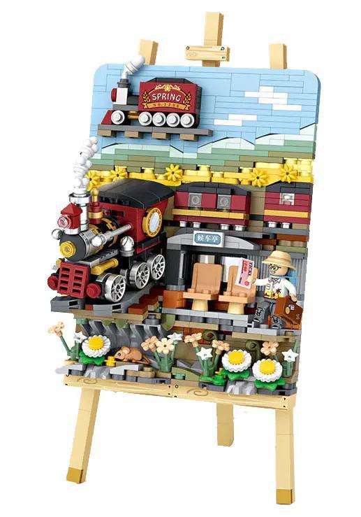 bộ lắp ghép Tranh xếp hình 3D chuyến tàu LOZ 1296, mô hình tranh 3D độc đáo, thiết kế giá vẽ, phong cảnh mùa xuân tươi đẹp, phù hợp bé trai bé gái 6 tuổi, giá tốt.