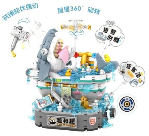 bộ lắp ghép Mô hình Cá Mập Tắm Bồn Dễ Thương đồ chơi lắp ghép LOZ 1385 cho Con gái 6 tuổi, giá tốt, búa xoay, ngôi sao xoay 360 độ