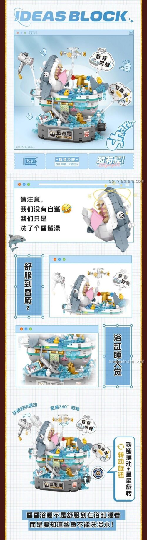 đồ chơi mô hình 1385 Mô hình Cá Mập Tắm Bồn Dễ Thương LOZ1385, chất lượng cao, cho Con gái 6 tuổi, giá rẻ