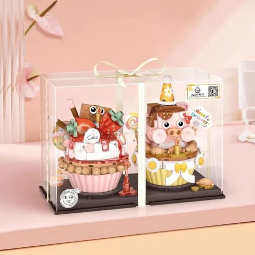 bộ lắp ghép Bánh Cupcake Dâu Tây Hình Heo Con LOZ 1756 đáng yêu, chi tiết tinh xảo, quà tặng bé gái 8 tuổi giá tốt