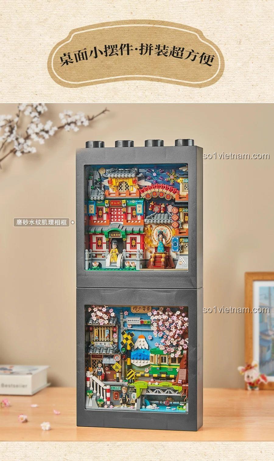 Tranh 3D Dạ tiệc thời Thịnh Đường LOZ 1908 có thể xếp chồng lên nhau để trang trí bàn làm việc, giá tốt.