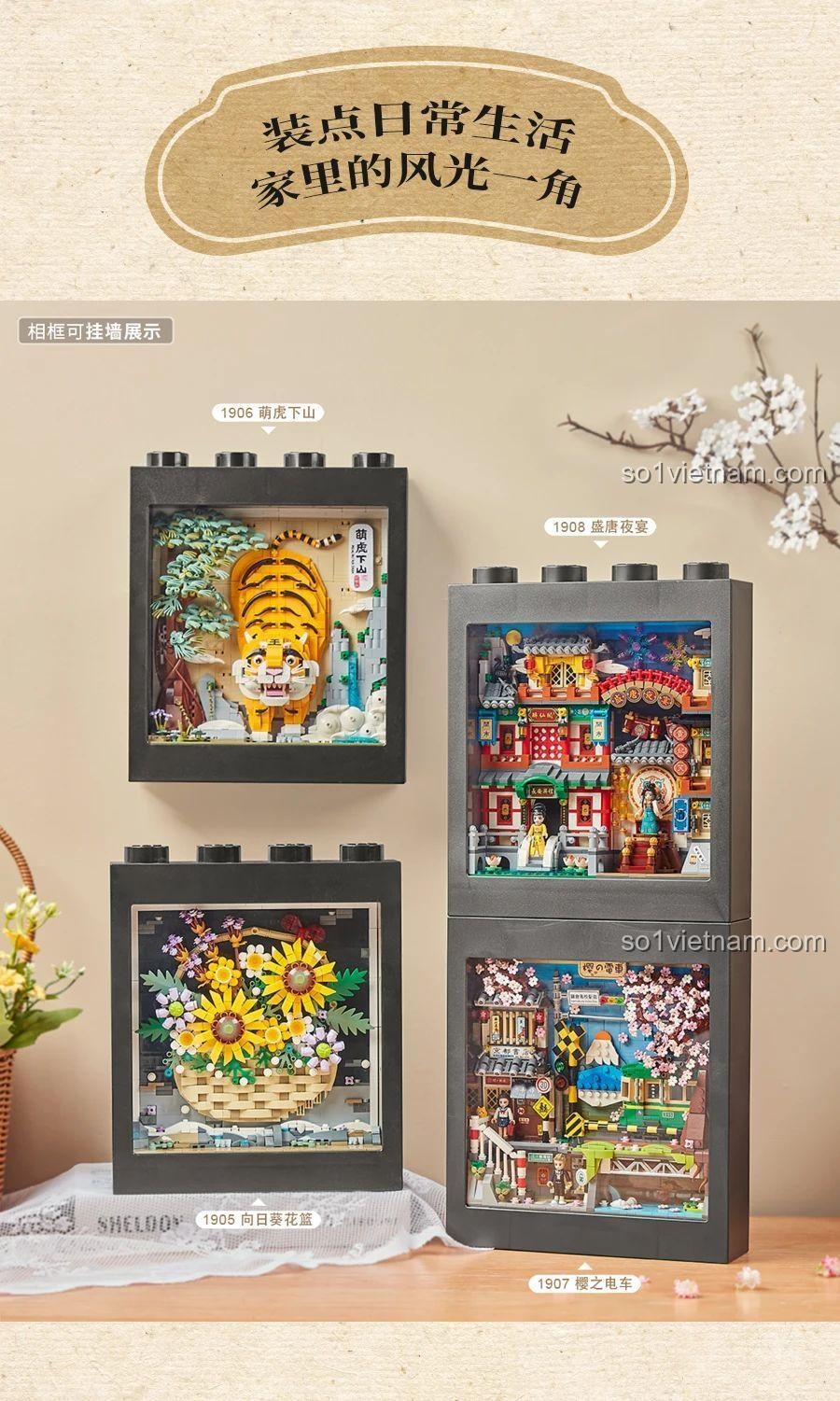 Bộ lắp ghép LOZ 1908 có thể treo tường, tạo thành một góc phong cảnh độc đáo trong nhà.