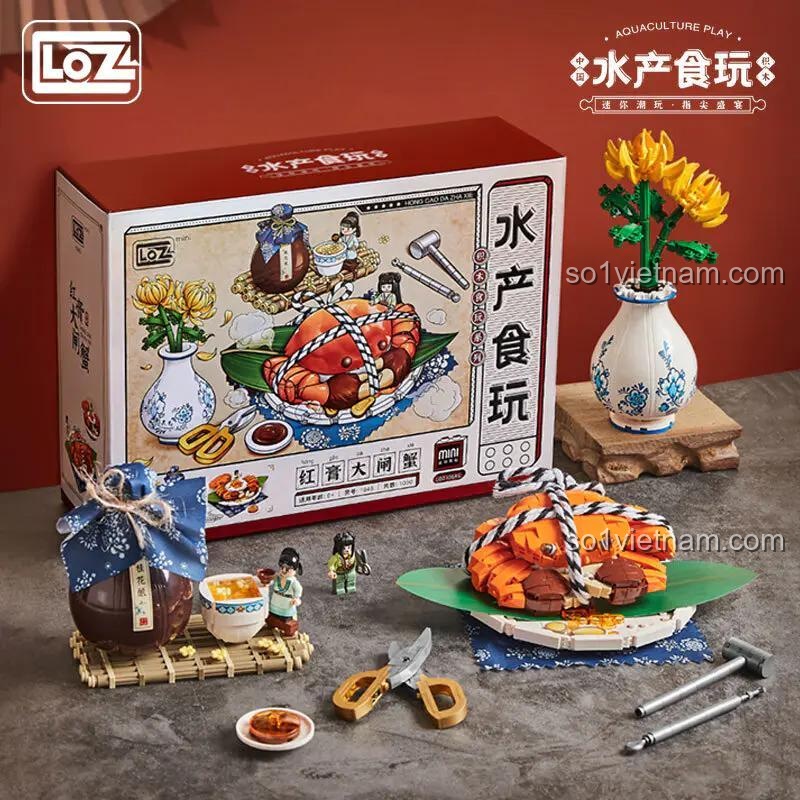 bộ xếp hình 1945, hộp sản phẩm đồ chơi cua lông đỏ, chất lượng cao, giá rẻ cho bé 6 tuổi