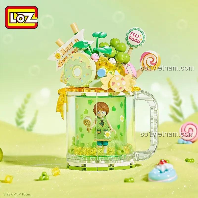 Mô hình hoàn thiện của bộ xếp hình Ly Đồ Uống Mùa Hè Lắp Ráp LOZ, món quà ý nghĩa cho con gái.