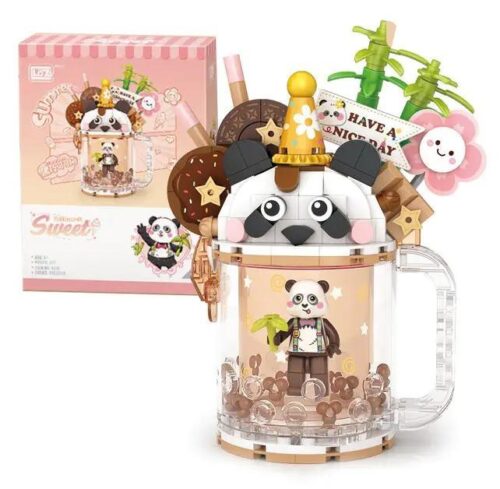 Hộp sản phẩm bộ lắp ghép Cốc Cát Chảy Gấu Trúc LOZ 4206, món đồ chơi mô hình sáng tạo cho bé gái 12 tuổi, giá rẻ.