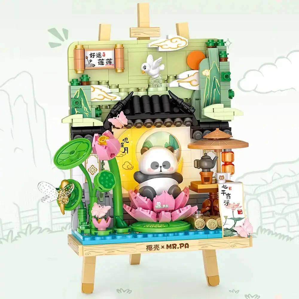 bộ lắp ghép Mô hình Sen May Mắn LOZ 7204, đồ chơi mô hình Gấu Trúc và Sen, Tranh Lắp Ghép Sen May Mắn cho bé gái 8 tuổi, giá tốt