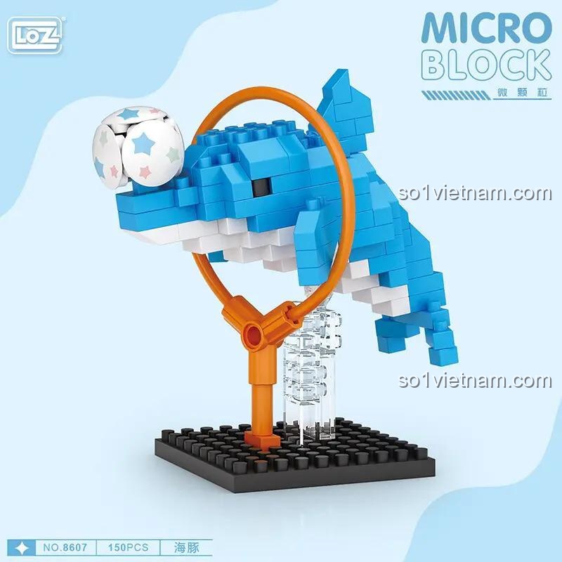 Bộ lắp ghép LOZ 8607 Cá Heo, đồ chơi mô hình Cá Heo, 150 mảnh ghép, mini block, chất lượng cao, giá rẻ