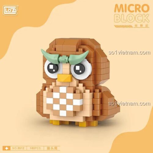 Đồ chơi mô hình LOZ 8612 Mô hình Cú Mèo 180 mảnh ghép, mini block chất lượng cao cho thanh niên 14 tuổi