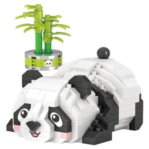 Hộp đựng bộ lắp ghép LOZ 8804 Gấu trúc nằm - Mô hình gấu trúc đáng yêu, Hộp đồ chơi, Gấu trúc dễ thương, LOZ