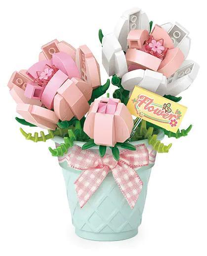 Bộ Lắp Ghép Hoa Hồng LOZ 8836 - Mô hình hoa hồng trang trí bàn làm việc, phòng ngủ cho bé gái 14 tuổi, 230 mảnh
